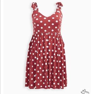 Torrid MARSALA DOT STUDIO KNIT STRAPPY SKATER DRESS
